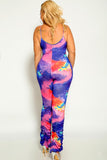 Cute spandex spring and summer trend fuchsia purple ruched Sleeveless plus size jumpsuit. 