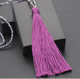 Beaded crystal tassel necklace