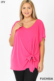 Hot pink plus size front tie top