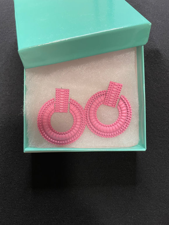 pink geometric earrings