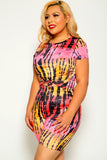 Red & Black Plus Size Two Piece Tie Dye Outfit