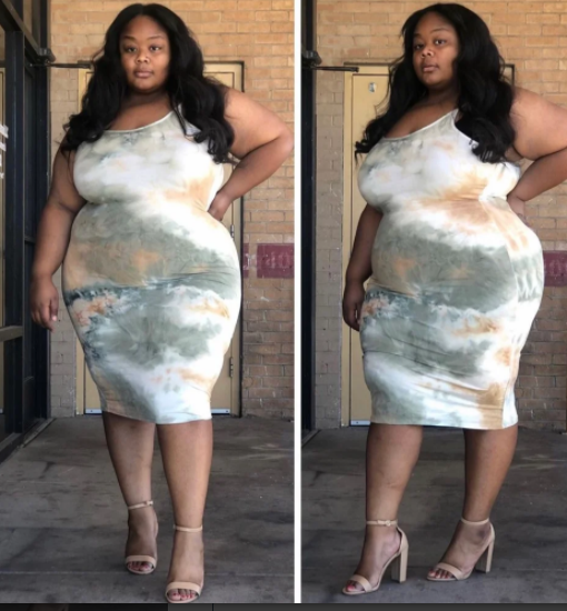 Olive and Khaki Plus Size Tie Dye Dress