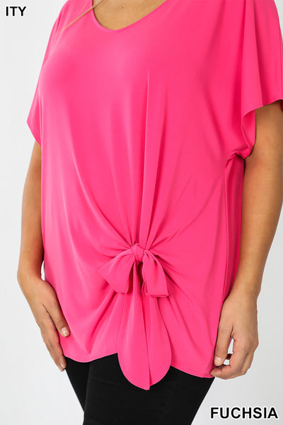 Hot pink plus size front tie top