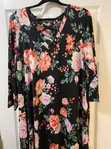 Black and peach floral dress