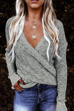 Gray Deep V Knit Sweater