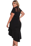 Black High Lo Hem Dress with Sheer Insert