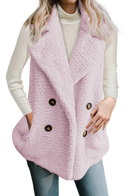 Light Pink Lambswool Vest with Button Details