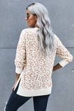 Leopard Print Loose Fit Side Slit Sweatshirt