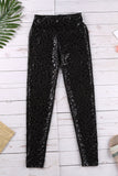 Black Shiny Leopard Textured Leggings