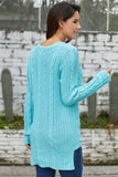 Blue Button Front Cable Sweater Cardigan