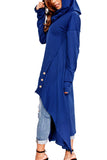 Blue Asymmetric Hem Hooded Dress