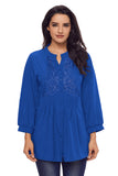 Blue Lace Front Blouse