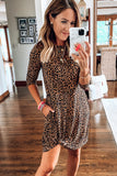 Round Neck Leopard Dress