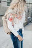 Floral Striped Long Sleeve Top