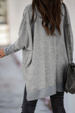 Gray Turtleneck Bat Sleeve Tunic Top w Side Slit