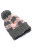 Gray Buffalo Plaid Beanie with Pom