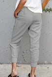 Grey Casual Pocketed Cotton Joggers