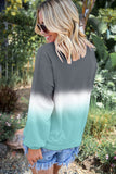 Gray Color Block Tie Dye Sweatshirt