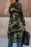 Green Print Long Camo Cardigan