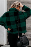 Green and Black Checkered Half-Zip Pullover