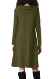 Olive Green Cowl Neck Dress