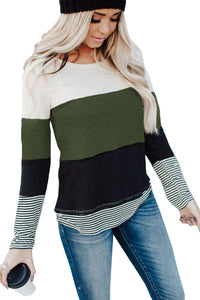 Green Colorblock Splicing Top