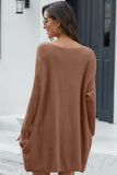 Khaki Oversized Bat Wing Sweater Dress