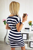 Navy Stripes Pocketed T-shirt Dress with Belt