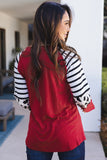 Red Striped Animal Print Top