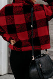 Red and Black Checkered Half-Zip Pullover