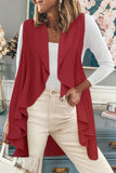 Red Cascade Draped Cardigan