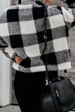 White and Black Checkered Half-Zip Pullover